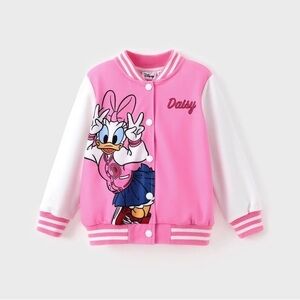 Disney Mickey and Friends Girl Daisy Duck Lightweight Bomber Jacket Pink